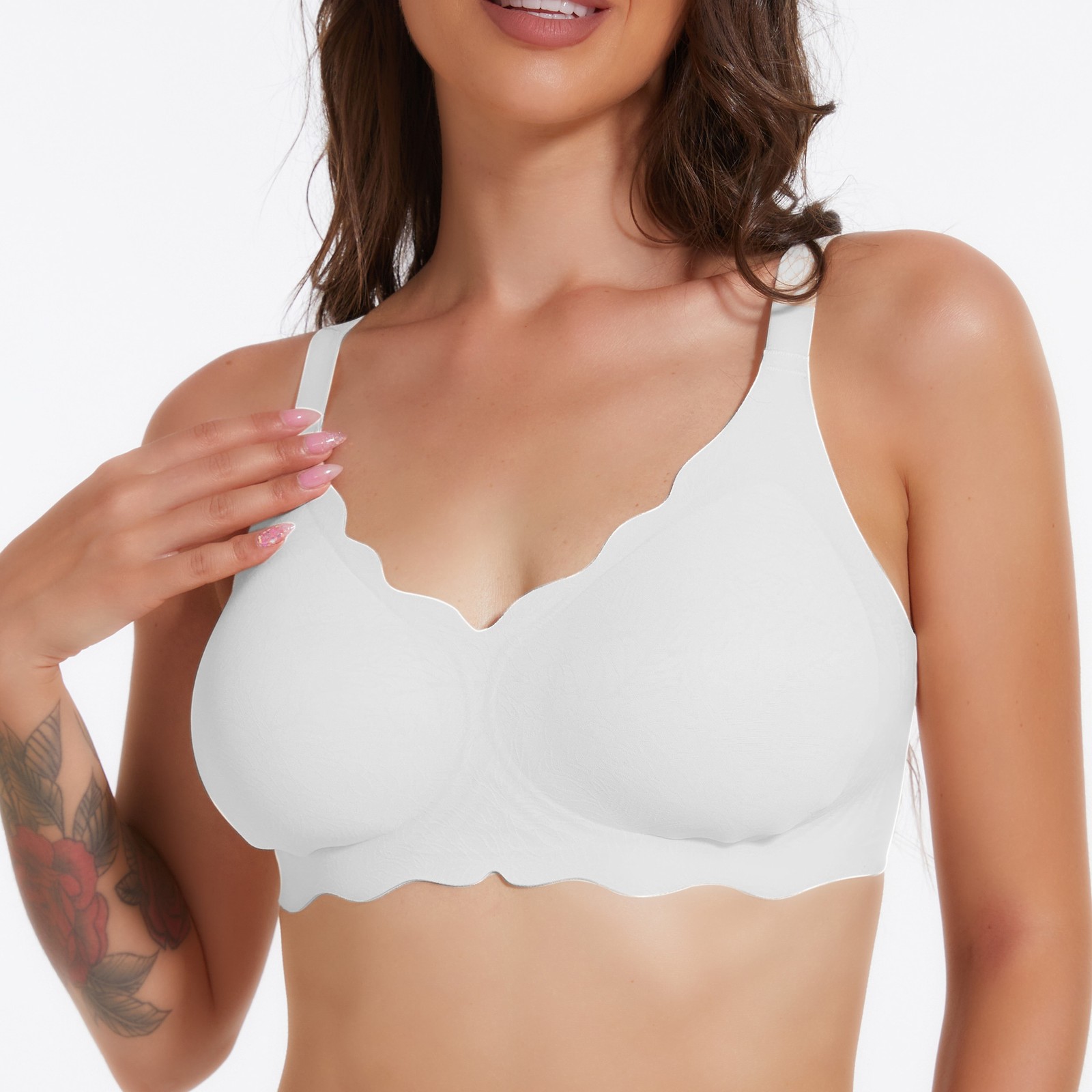 Women Wireless Bra Large Cup Jacquard Jelly Fit Bra Seamless Underwear Bralette