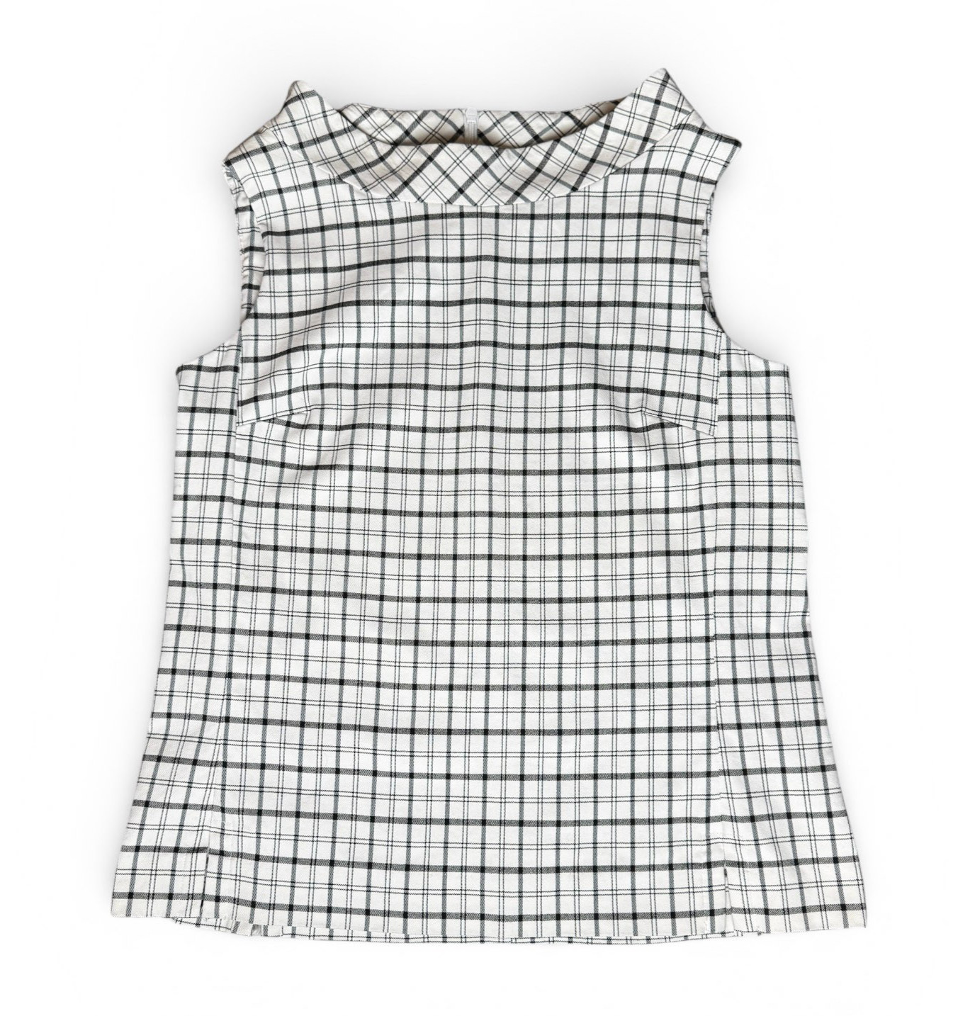 Sara Campbell Plaid Top Black & White Sleeveless Women’s Size Small