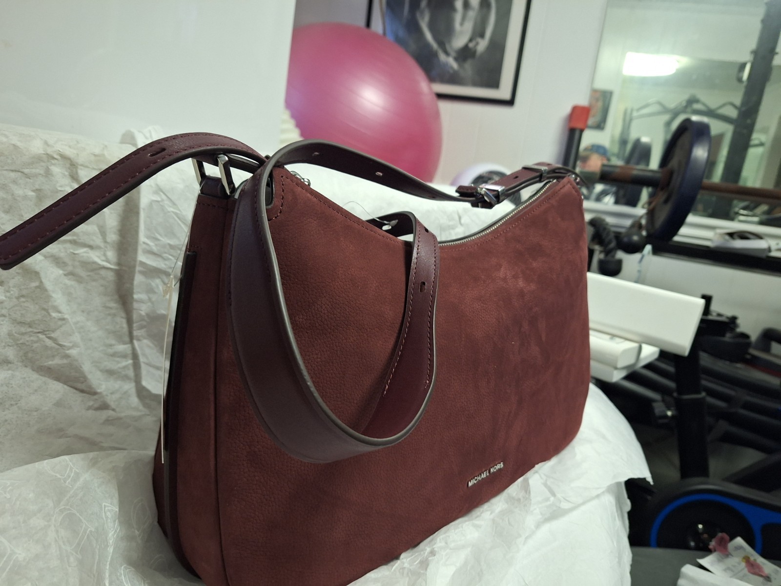 Michael Kors Nolita Medium Shoulder Bag Oxblood Leather