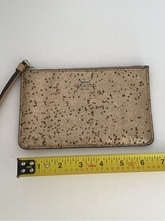 Coach F38641 Star Glitter Gold Metallic Leather Wristlet Wallet