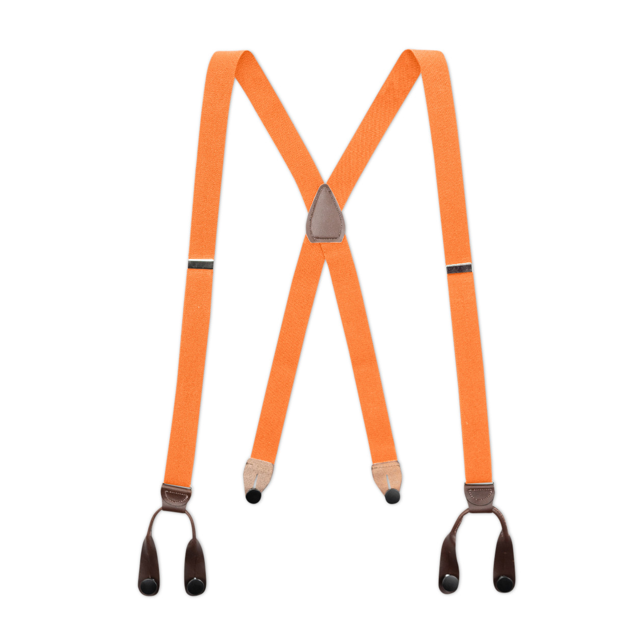 Men’s Suspenders – Button-On with Leather Ears and Goldtone Metal, USA Made