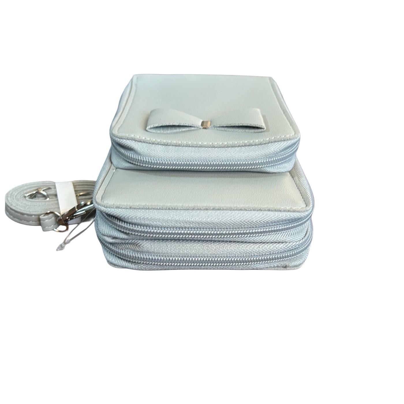 Crossbody Bag Wallet Triple Zip Pockets Removeable Strap 3D Bow Multifunctional