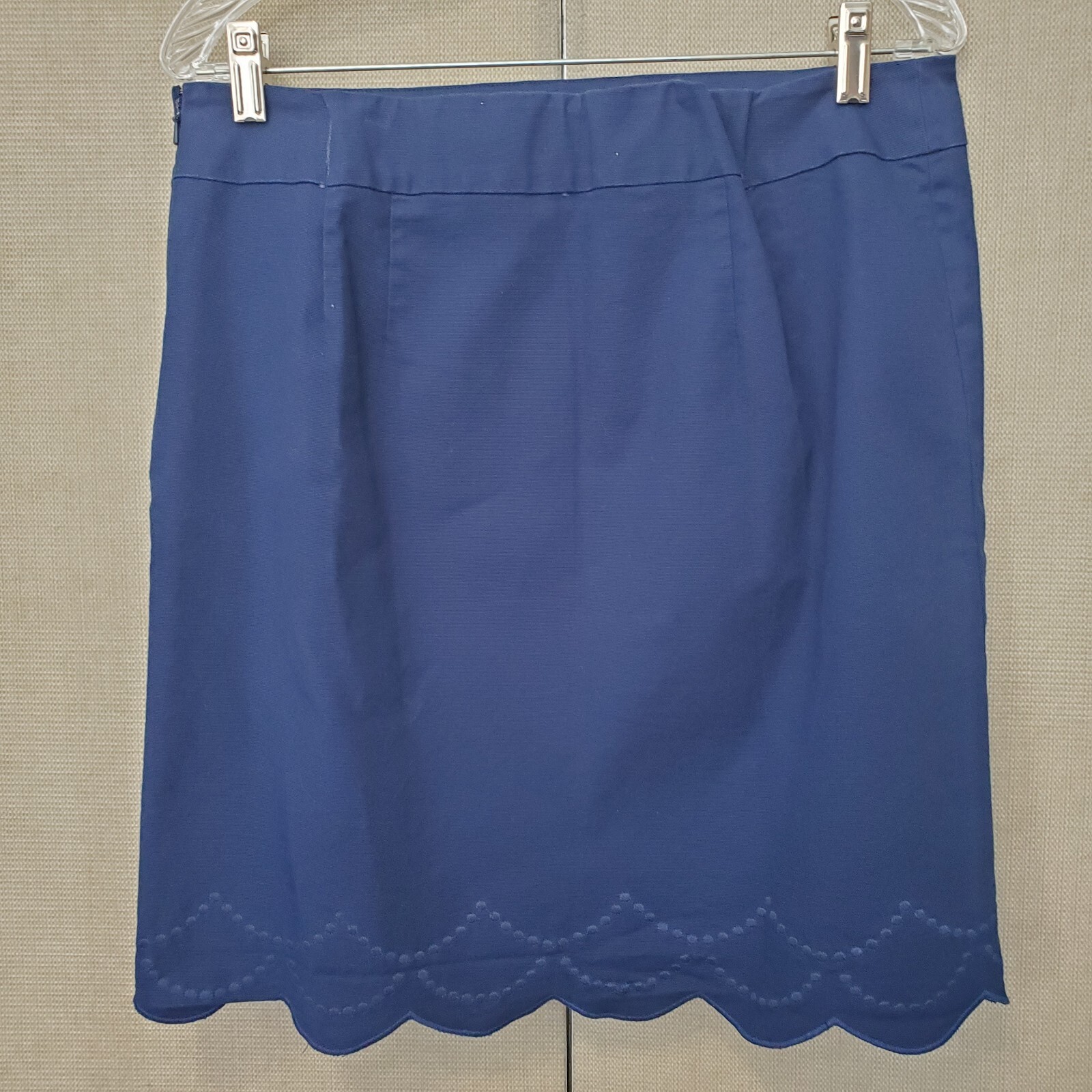 Talbots Cotton Blend Lined Embroidered Scalloped Hem Pencil Skirt Stretch Sz 12