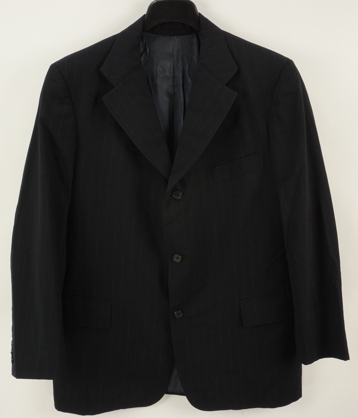 Vintage J. Press Prestige Dark Blue Pinstripe Three Button Blazer 44R Woven Wool