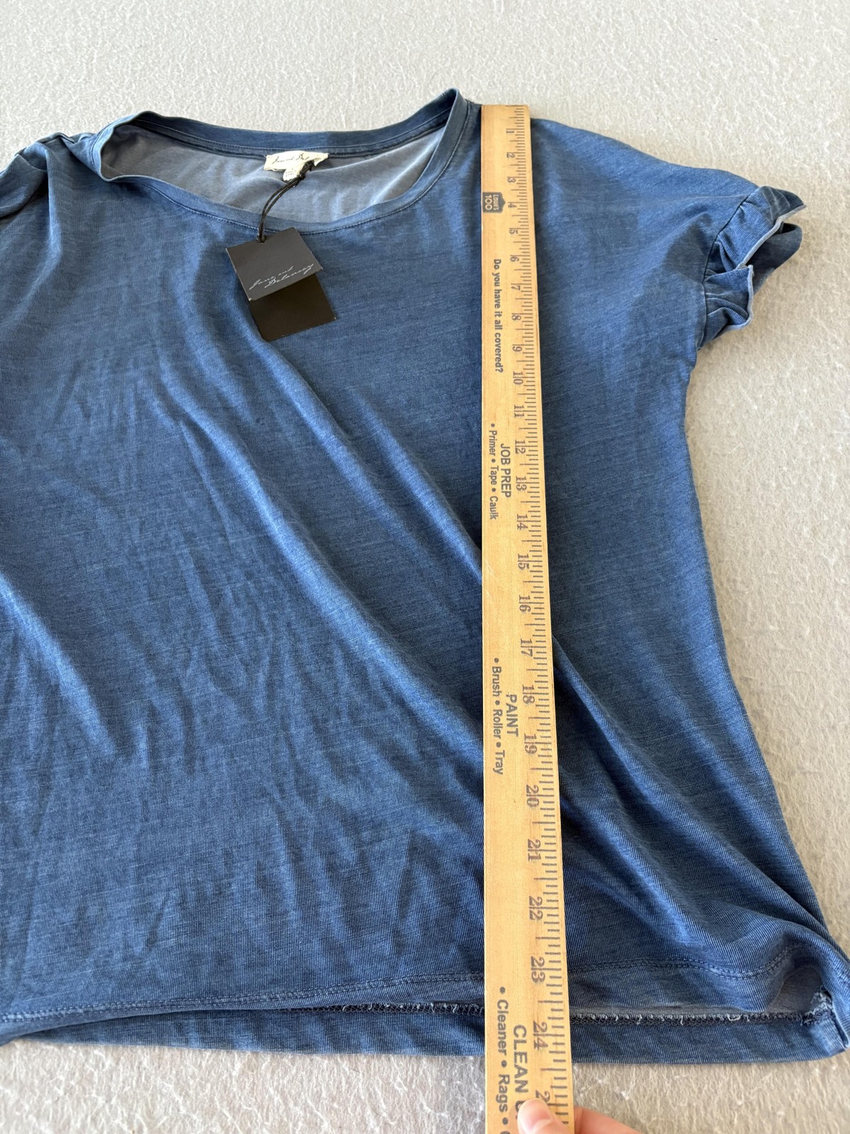 Jane And Delancey Shirt Womens Small Blue Ruffle Short Sleeve Tencel Tee Top