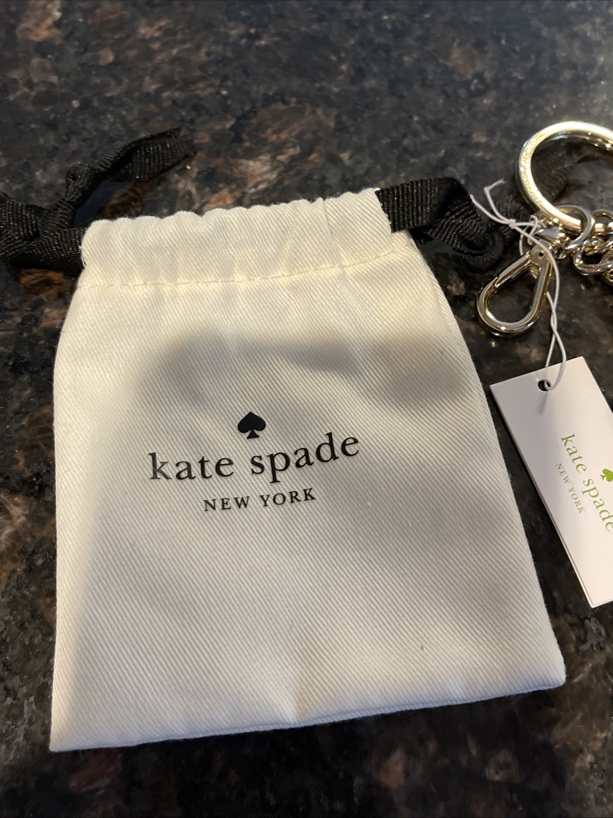 NWT Kate Spade Cutout Spade Gold Key Chain Fob Bag Charm Purple Leather