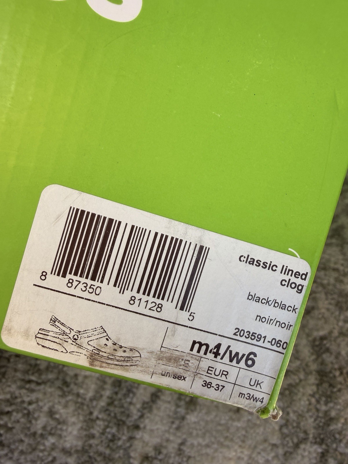 Crocs Unisex Lined Clog Black Solid Logo Leather Upper US 6 EU 36-37