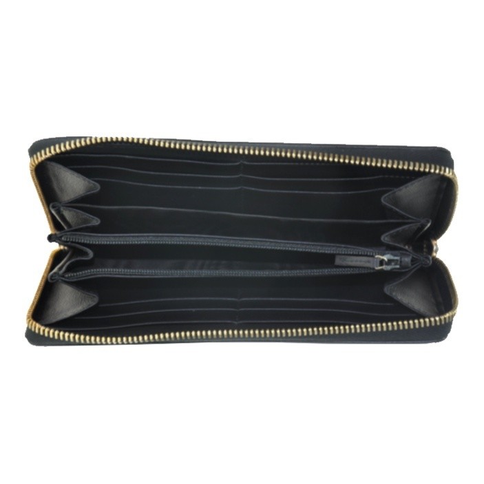Gucci Gold Logo Double G Canvas and Leather Wallet 7.48×0.98×3.9 in