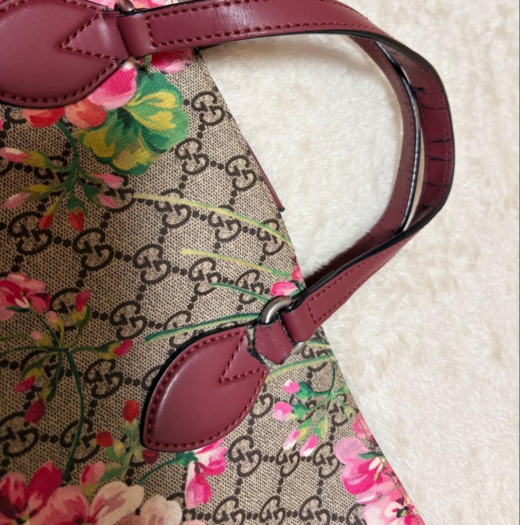 GUCCI GG Blooms Shoulder Hand Bag Magnetic Leather PVC Bordeaux Red Beige Japan