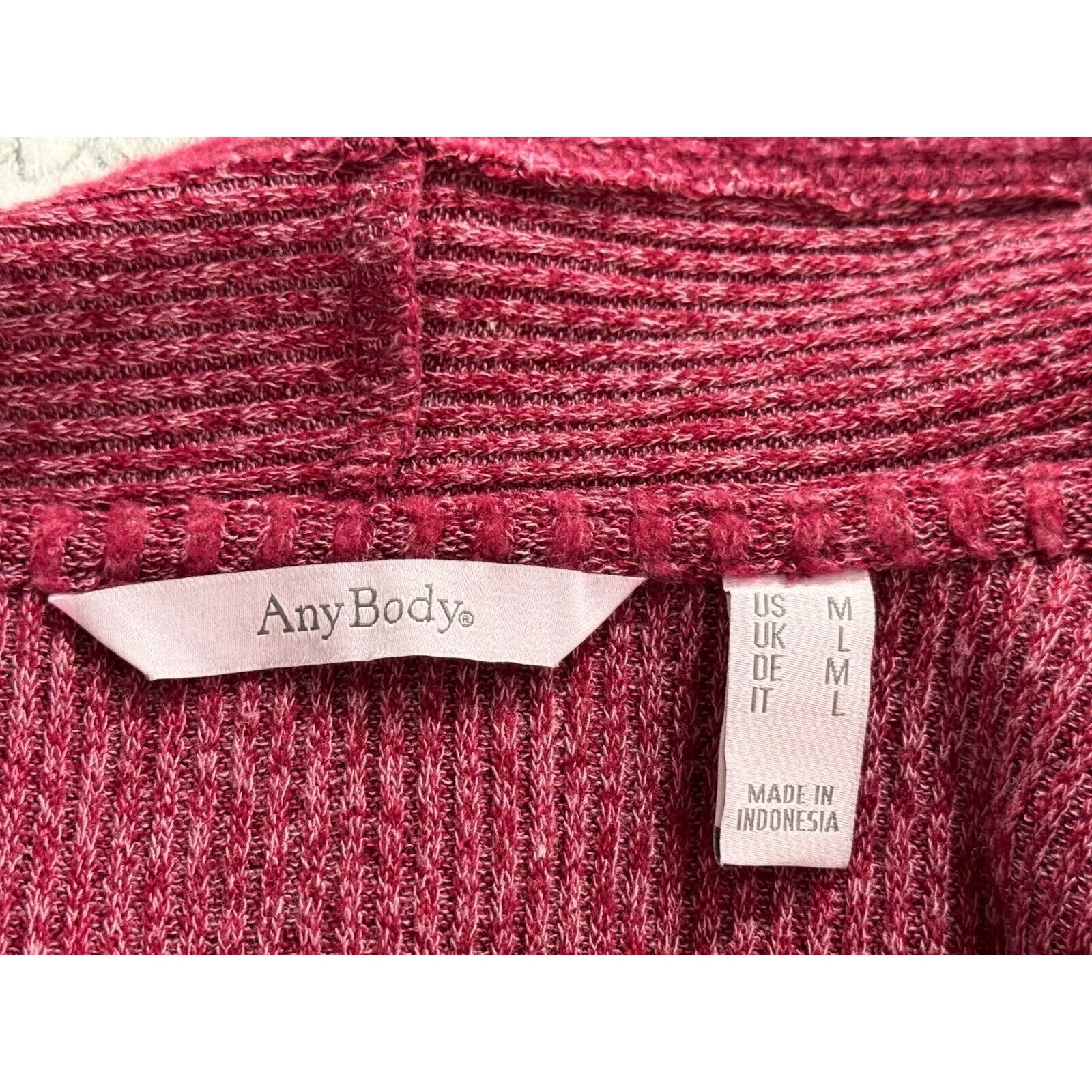 Any Body All Seasons Duster Cardigan Red Ribbed Knit Beach Vacation Cover Size M
