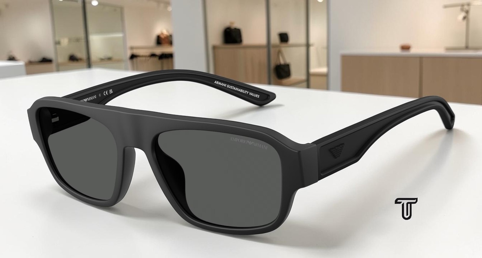 EMPORIO ARMANI EA4266U 500187 Rubber Matte Black Dark Grey 55mm Men’s Sunglasses