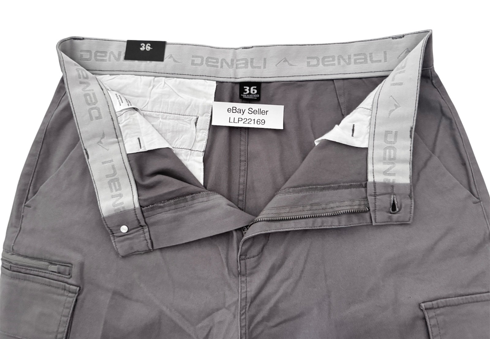 DENALI Men’s Stretch Cargo Shorts (SIZE 36) Flex Waist GREYSTONE New w/ $44 Tag