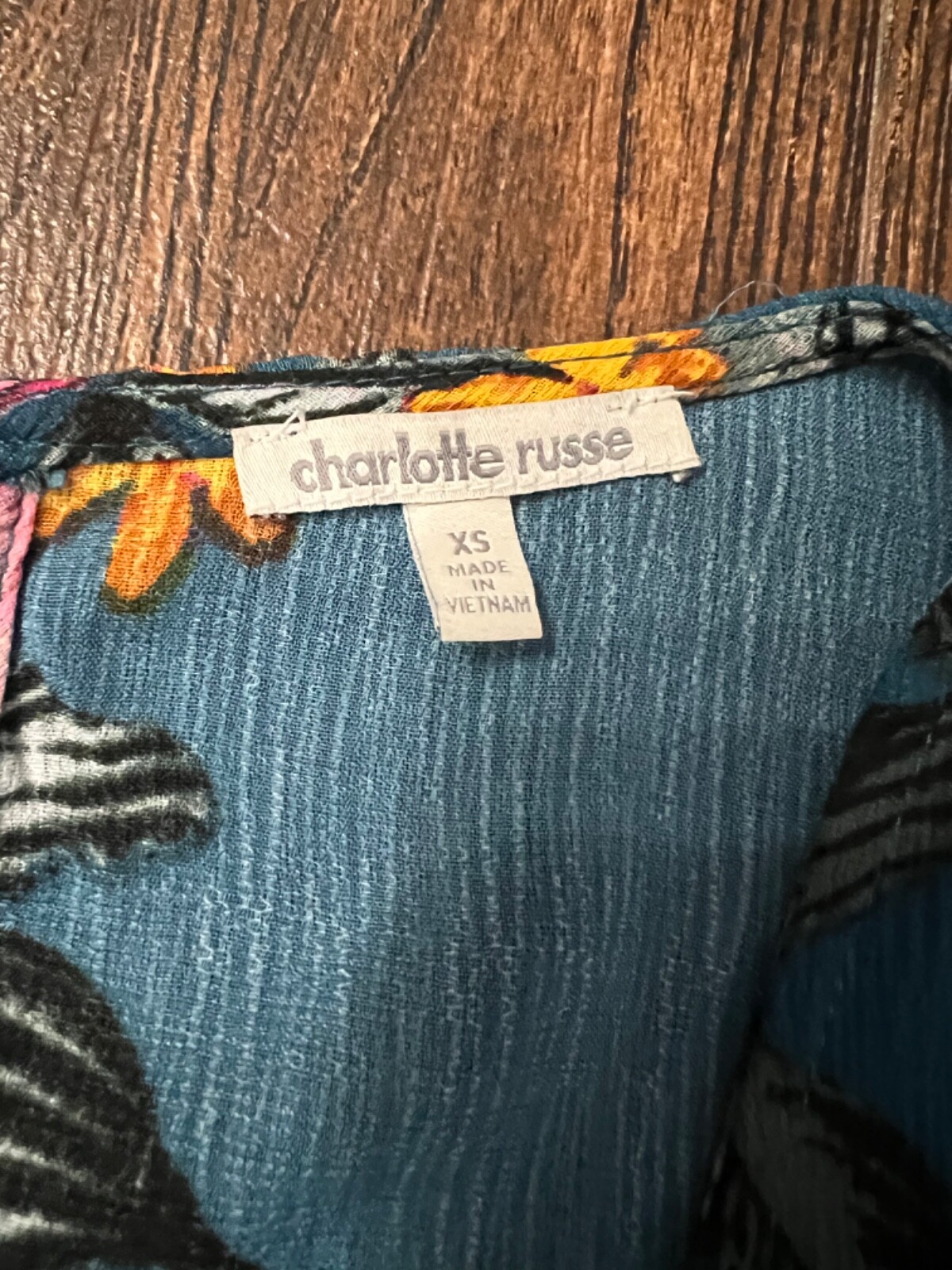 CHARLOTTE RUSSE DRK TEAL FLORAL TIE FRONT TROPICAL HIGH WAISTED JUMPER ROMPER XS