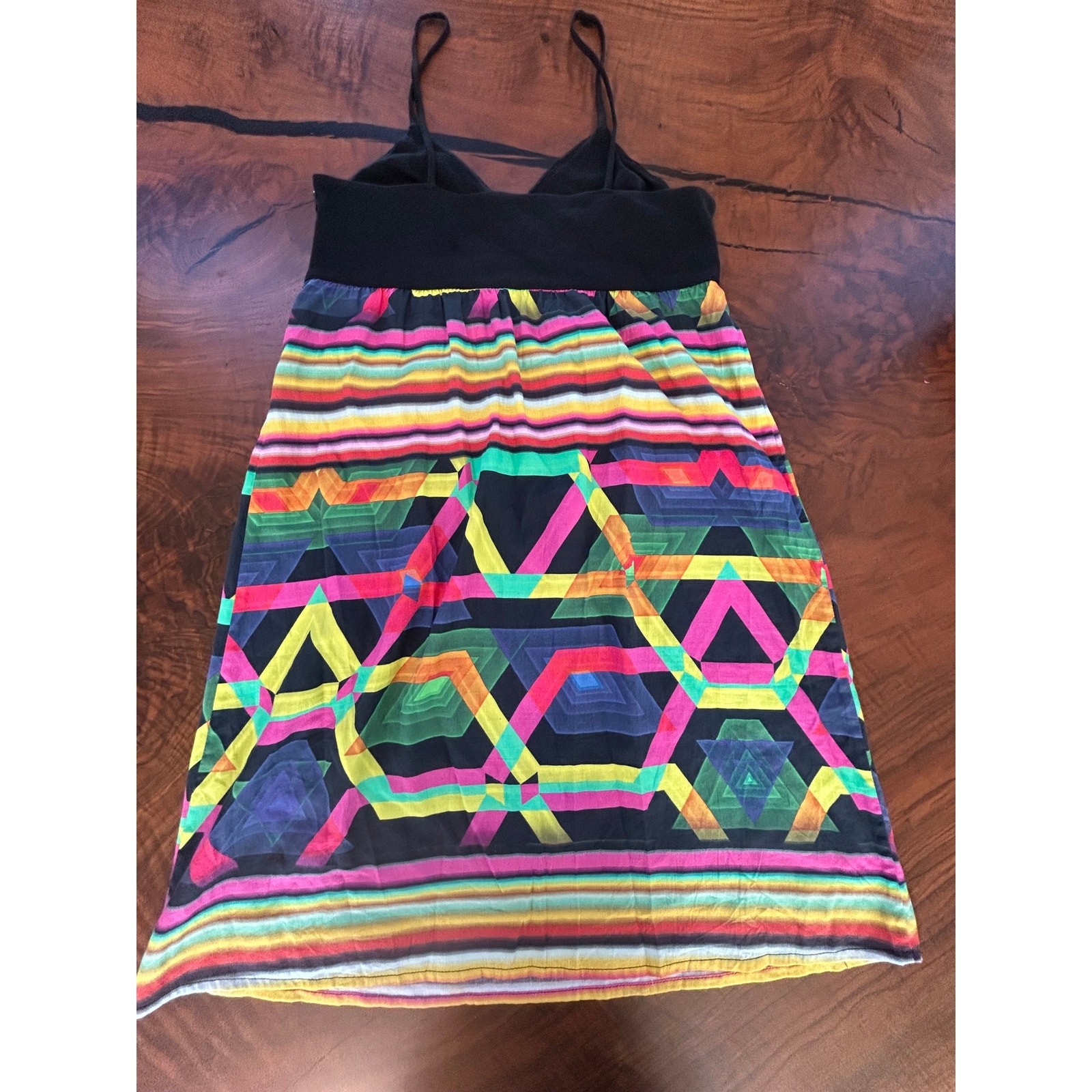 Custo Barcelona Y2K Vintage Geometric Print Empire Waist Sundress S/M Festival