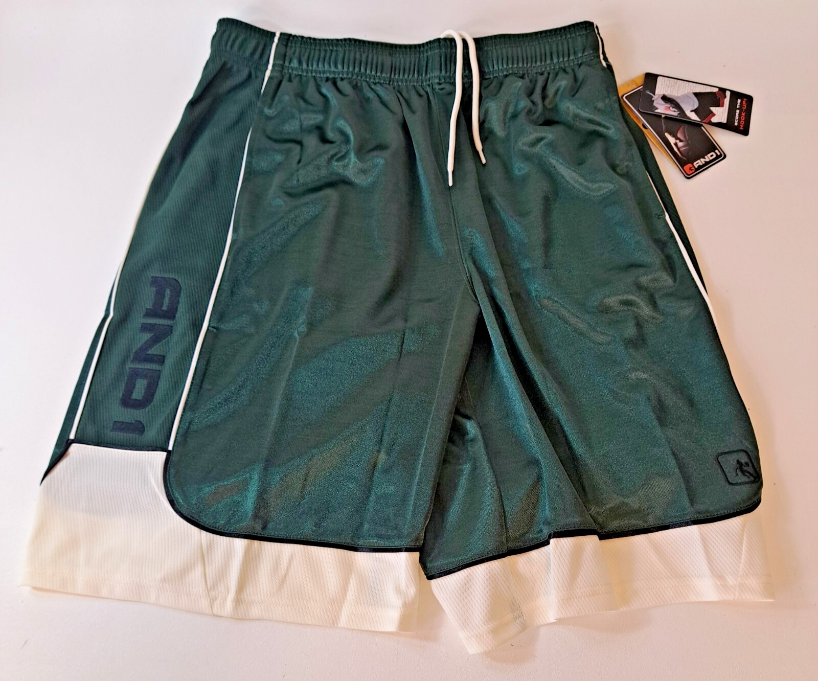 And1 Mens Basketball Gym Workout Shorts Green off White ALL SIZES M L XL 2XL 3XL