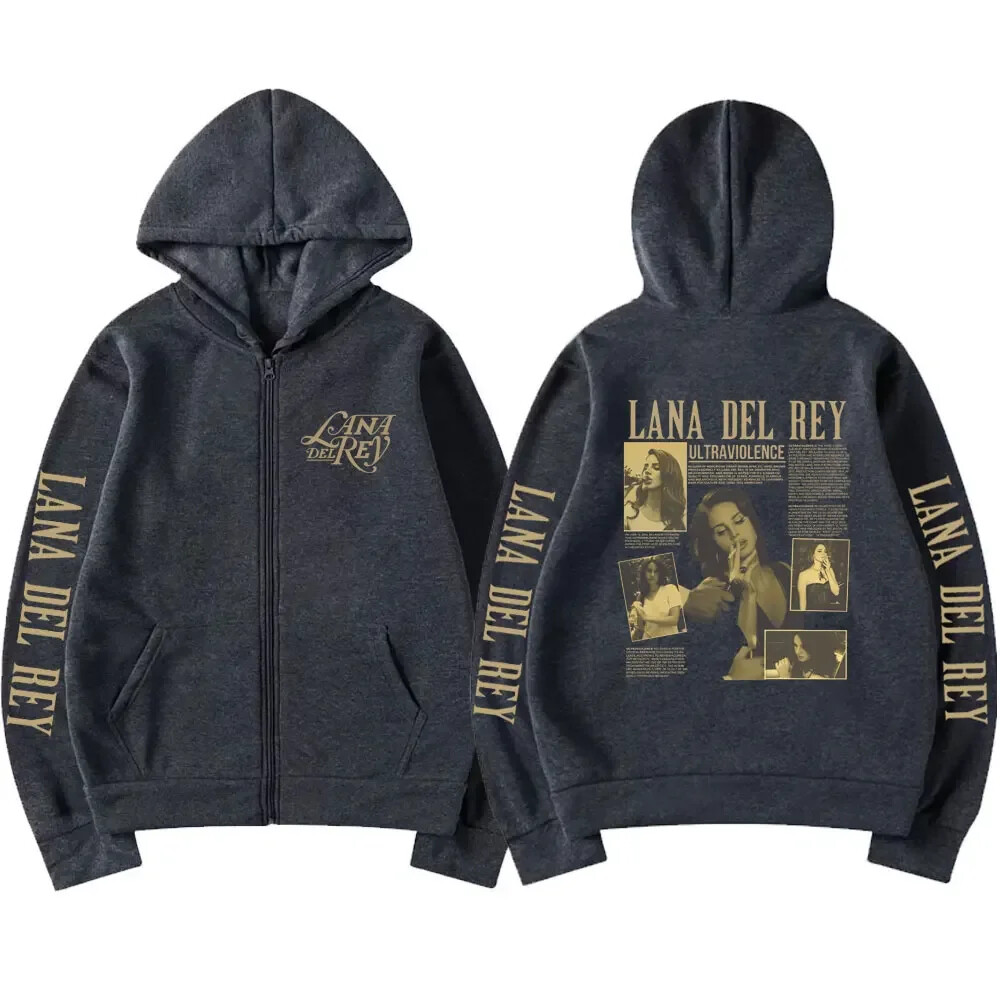Del Rey Zip up Hoodie Ultraviolence Music Album Hooded Sweatshirt Men Women Fas