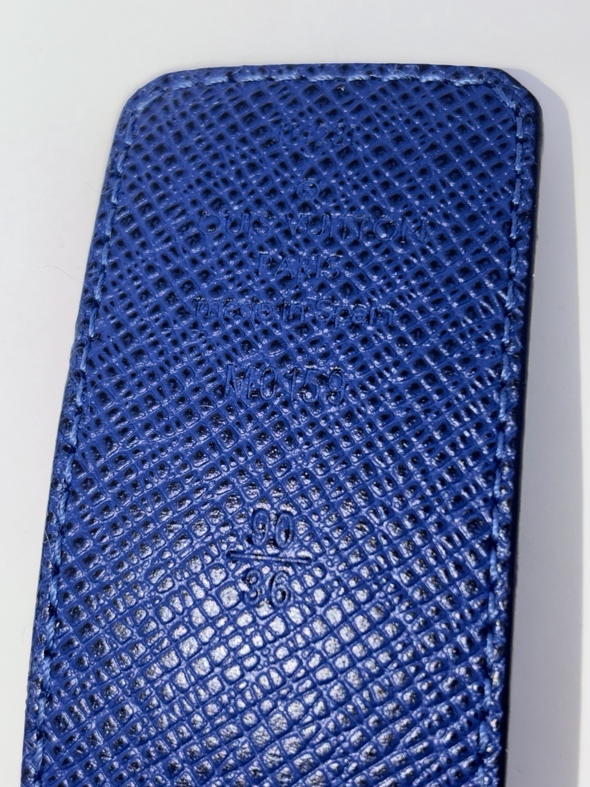 Louis Vuitton LV Initials Taigarama Reversible Belt M0159T Cobalt Blue 90/36