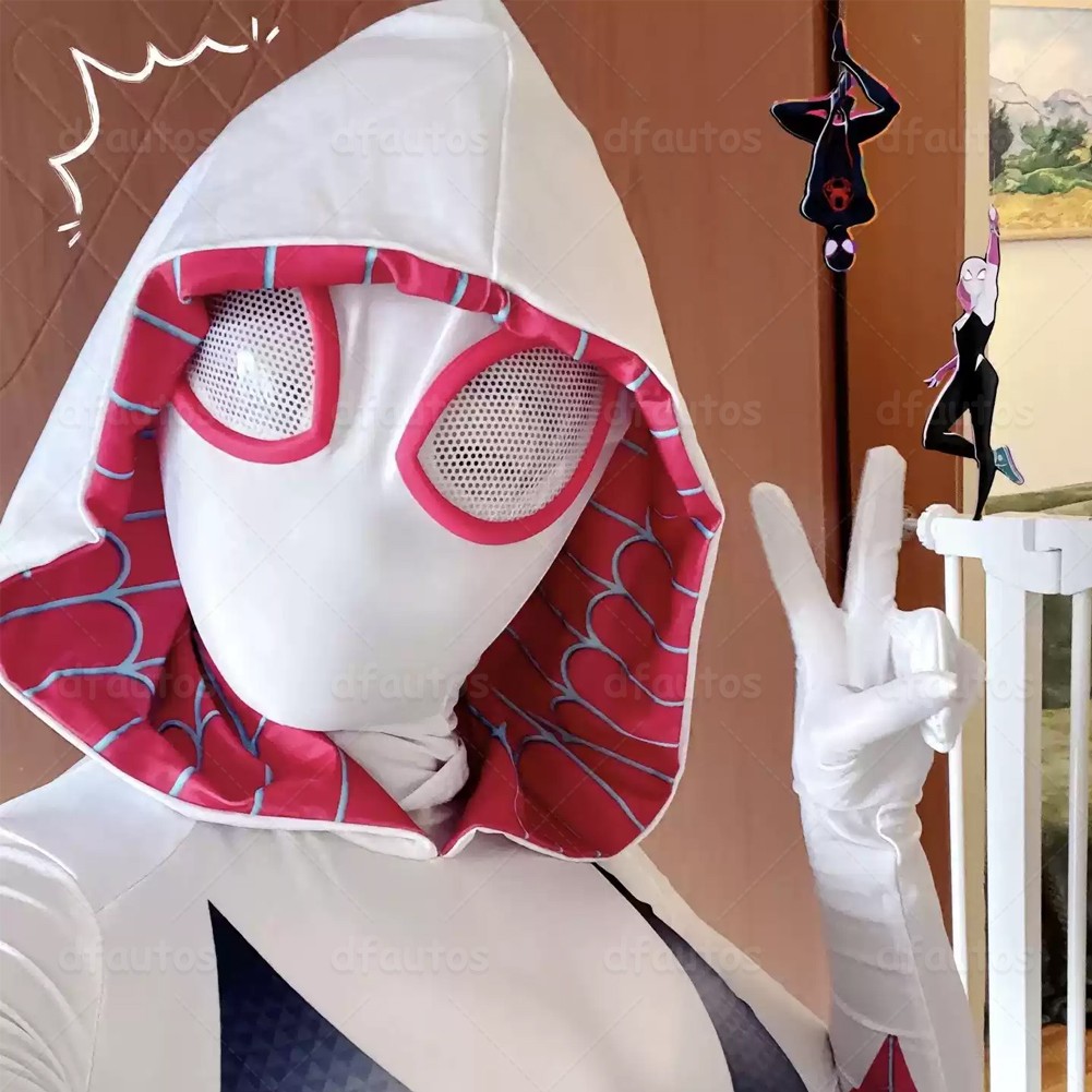Spider-Man Into the Spider-Verse Spider-Gwen Kids Cosplay Costume Jumpsuit Mask