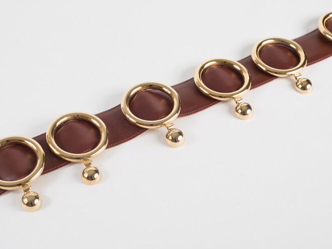 New Moschino Redwall Light Brown leather Belt Size EU 42