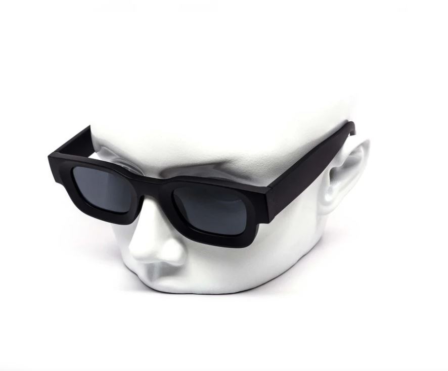 Men Sunglasses Hip Hop Style Classic Square Thick Frame Black and Blue Lens New