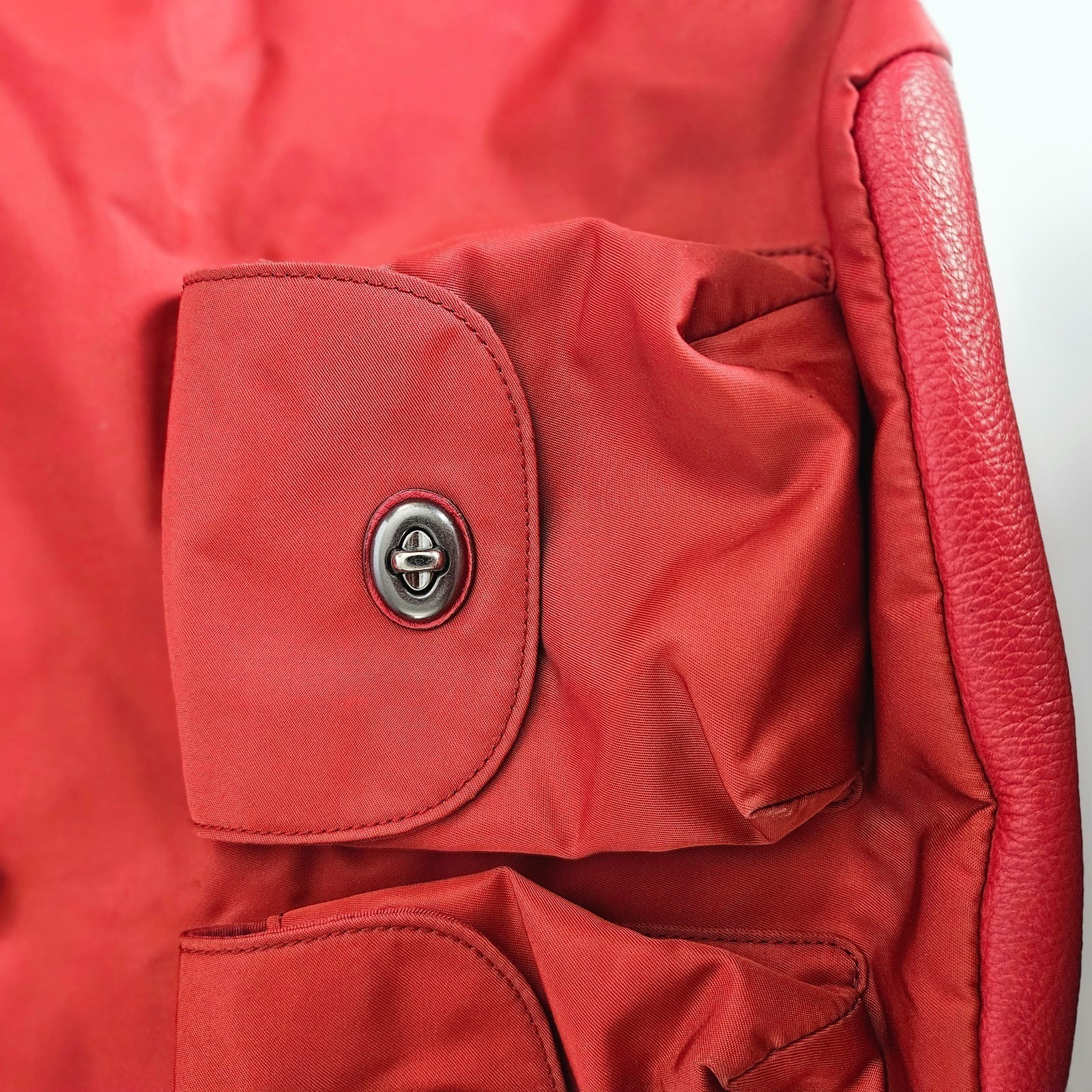 Coach Nylon Backpack Red Billie Charlie F58814 Silver Hardware Drawstring Bag