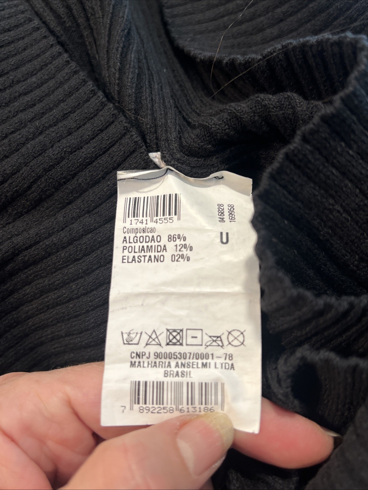 Anselmi Brazil Black Stretch Cotton/Polyamide Long Dress. Uk 8