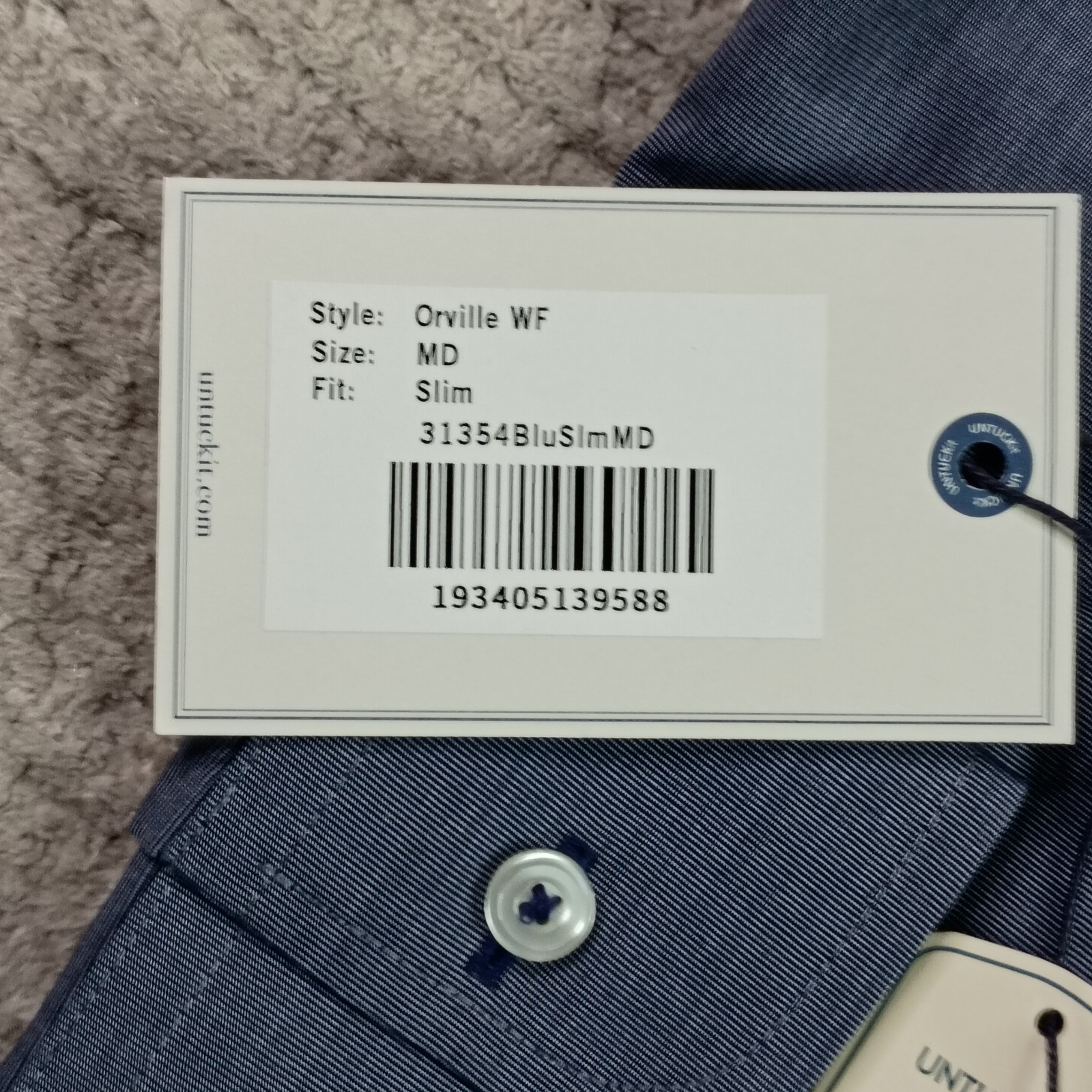 UNTUCKit Pio Cesare Slim Fit Blue Wrinkle Free Button Shirt Size Medium New