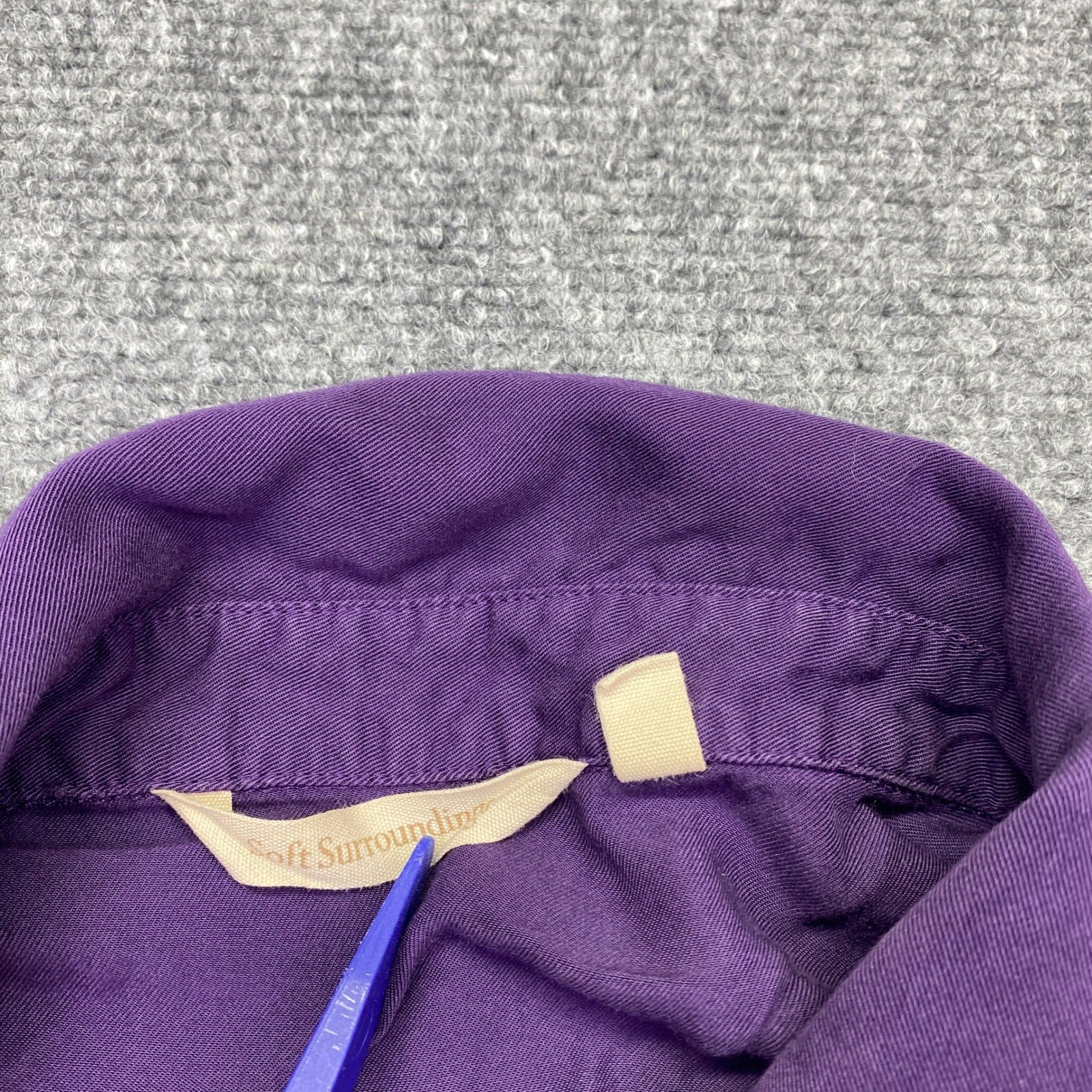 Soft Surroundings Purple Pintuck Waist Button Down Modal Shirt 1X 5AU26