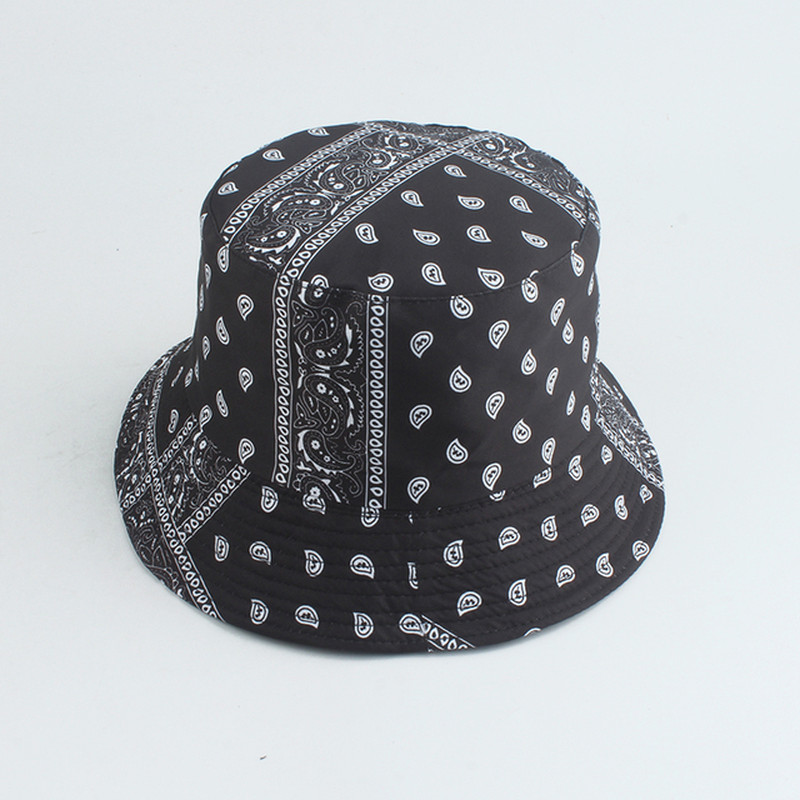 Reversible Bucket Hat Skull Print Fisherman Hat Wide Brim Unisex Cap