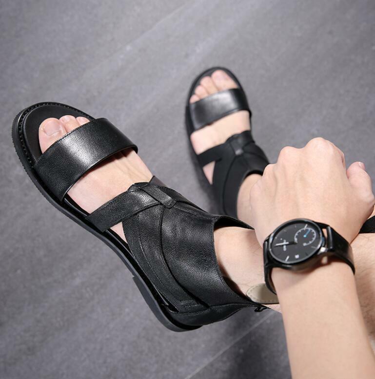 Men’s Faux Leather Sandals Open Toe High Top Gladiator Beach Roman Shoes Retro