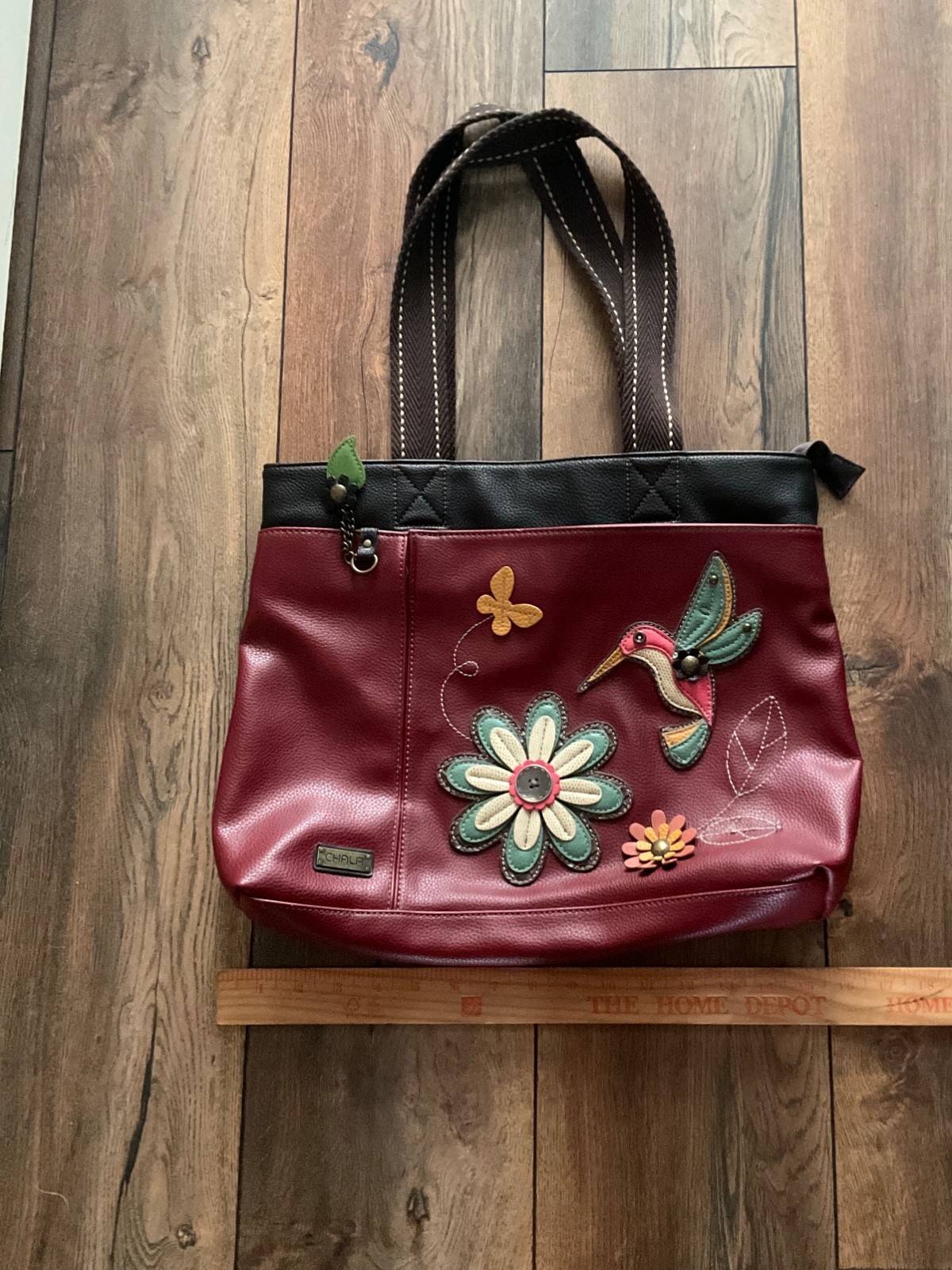 Chala double set Large garnet red Hummingbird Tote Purse/bag / Mini Phone purse
