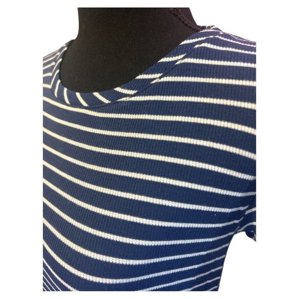 LC Lauren Conrad Navy White Striped T Shirt Dress Tie Sleeve Size S