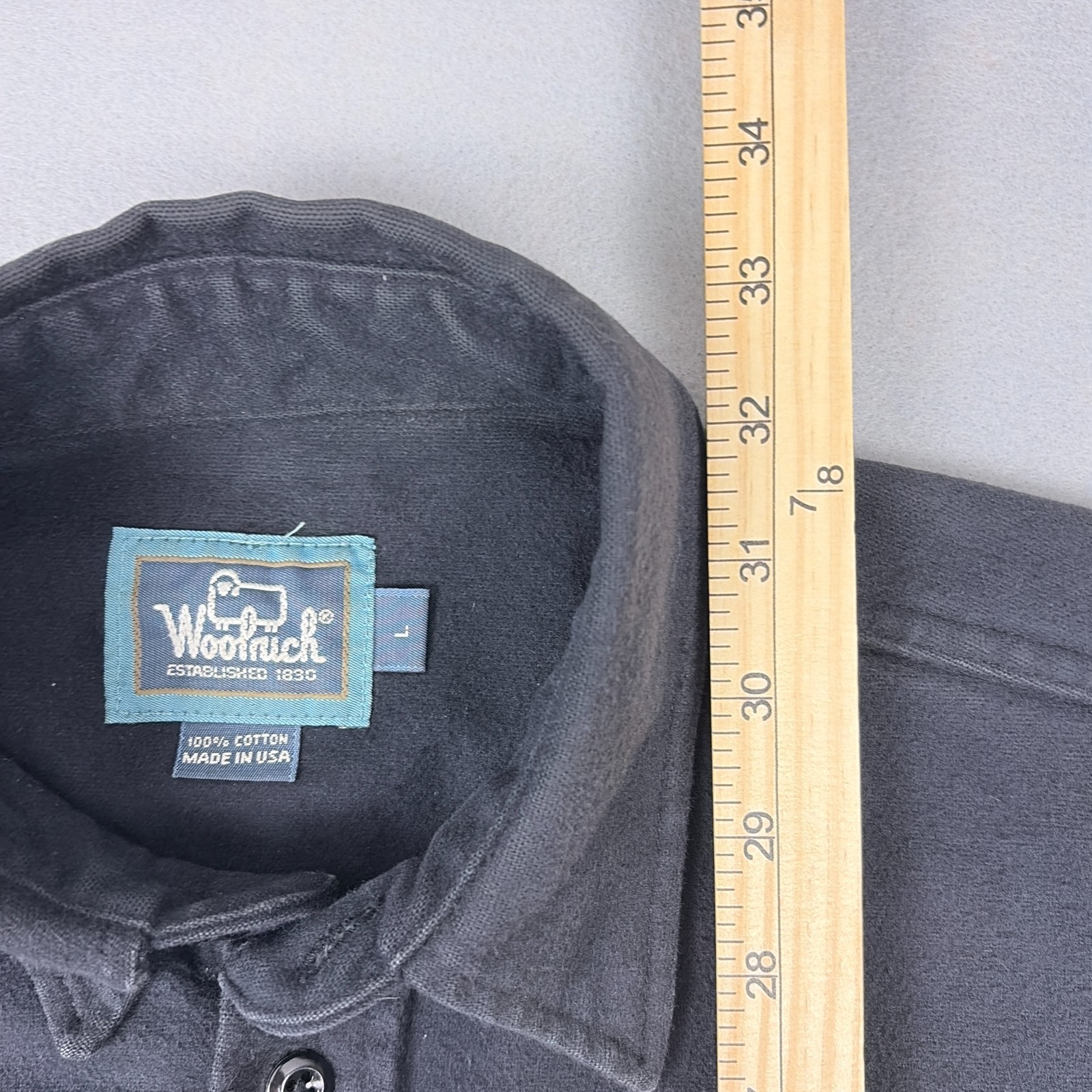 Vintage Woolrich Heavyweight Chamois Shirt Mens Large Black Cotton USA Outdoor