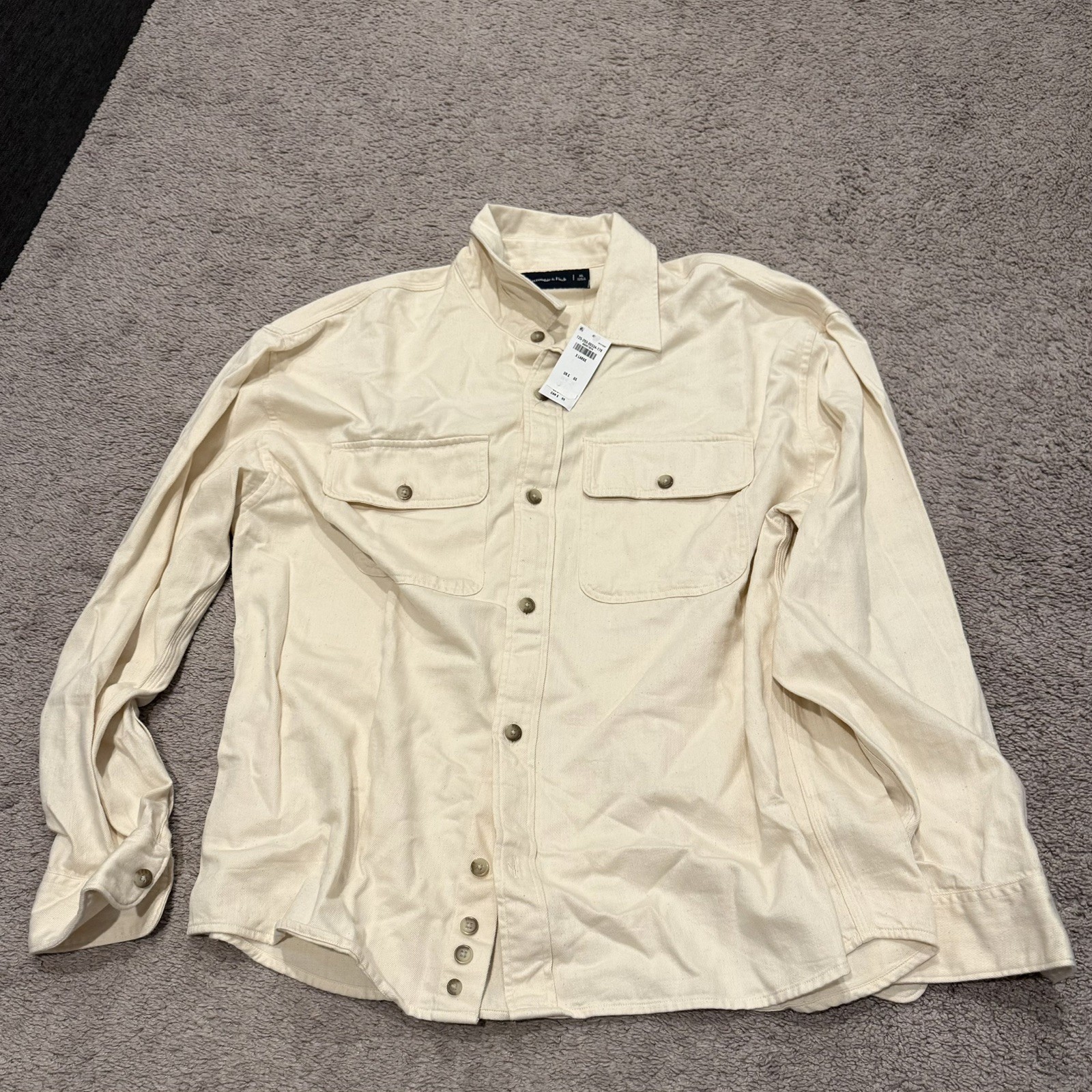 Size XL – Abercrombie & Fitch Button-Up Denim Shirt Cream NWT Brand New NWT