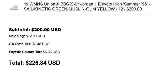 Jordan 1 High Elevate SP x Union LA x Bephies Beauty Supply – Size 12 W / 10.5 M