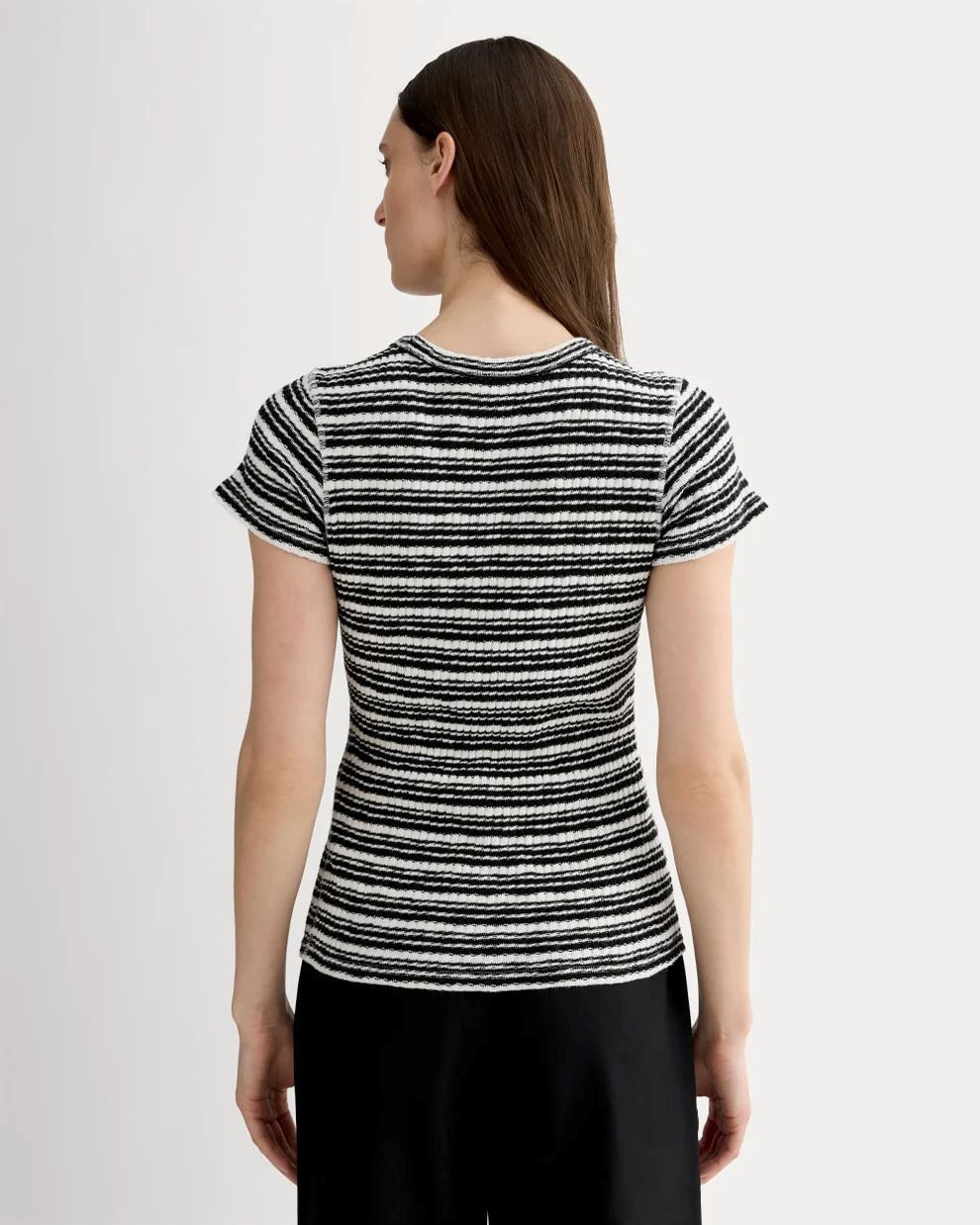 Everlane Women’s Cozy-Rib Tee – Bone / Black Medium NWT