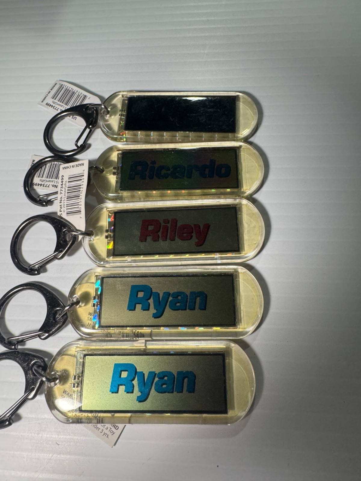 Acrylic Blinking Solar Powered Key Chain 4.0″ Long w/Snap Ring, w/NAME