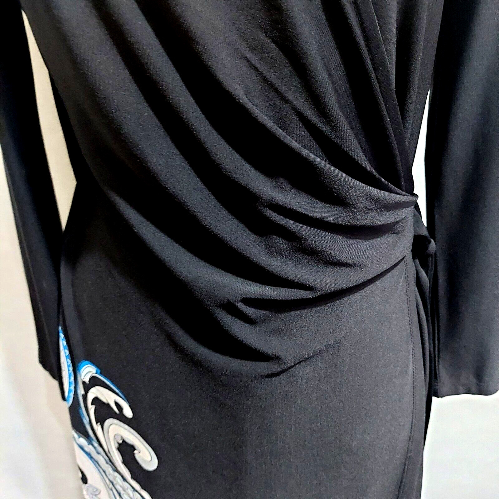 The Limited Collection Women’s Medium Faux Wrap Dress Midi Black Stretch V Neck