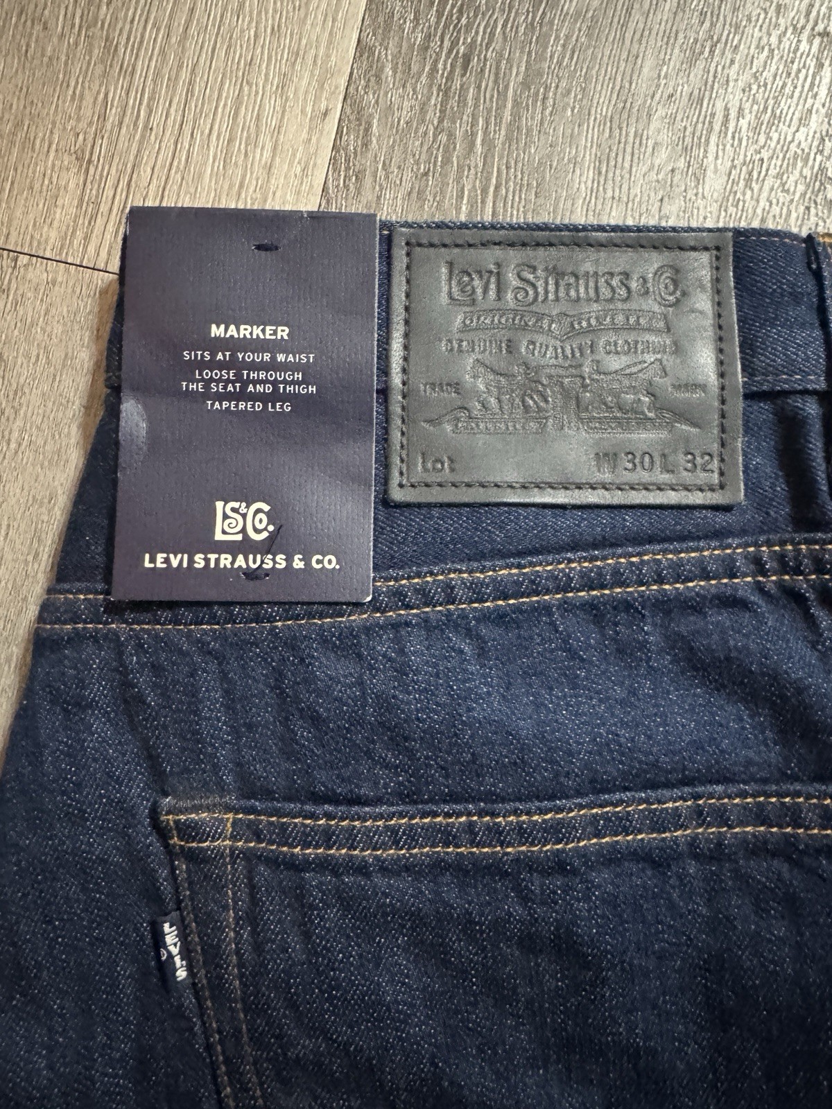 Levi’s Blue Tab Marker Loose Jeans Selvedge Japanese Denim Dark Wash 30×32
