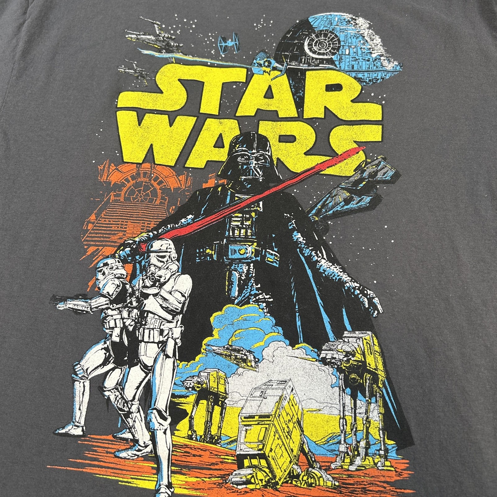 Star Wars Shirt Mens Medium Gray Darth Vader Stormtrooper Death Star Tee Movie