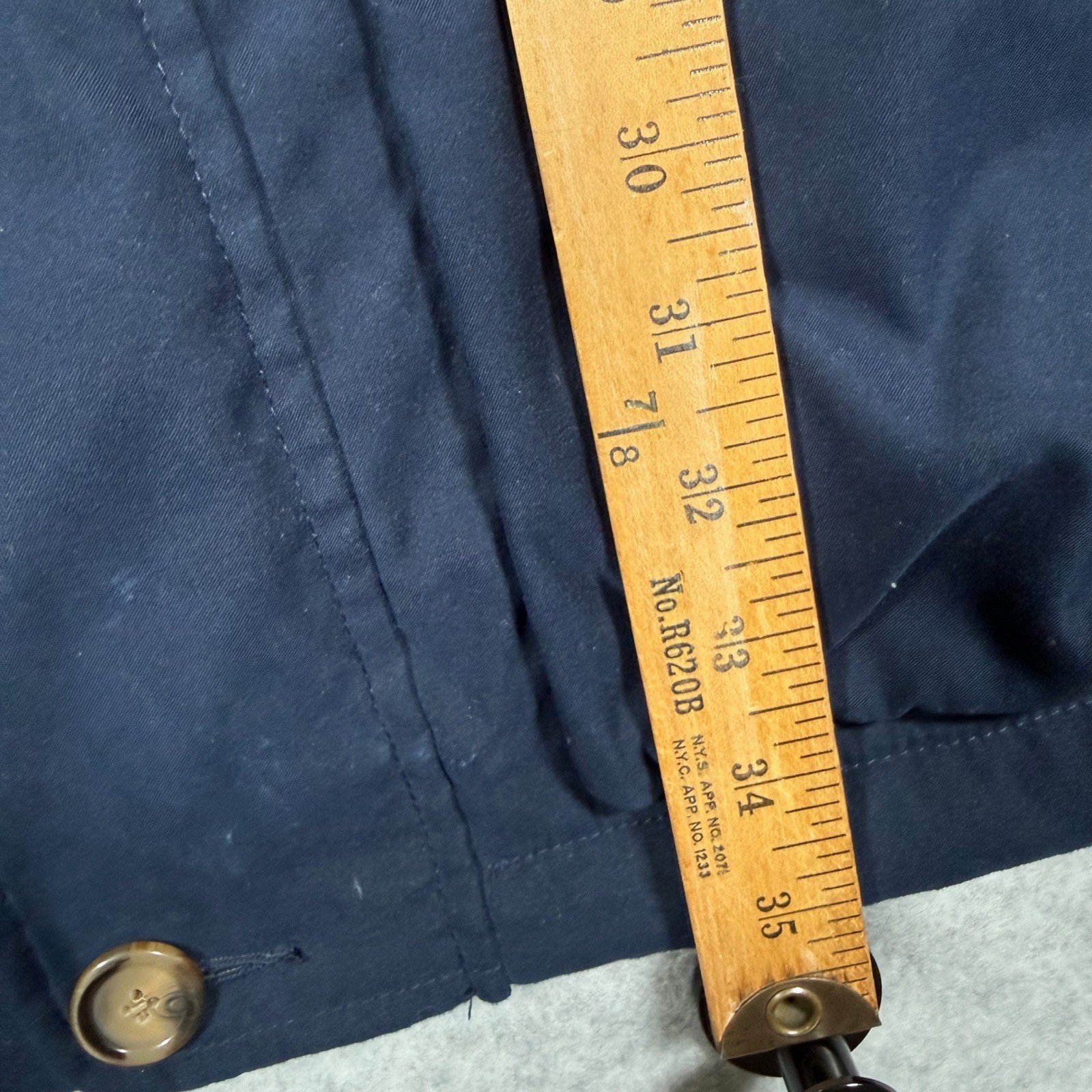 Eddie Bauer Mens Navy Blue Quilted Lined Chore Jacket Leather Collar Medium Y2k