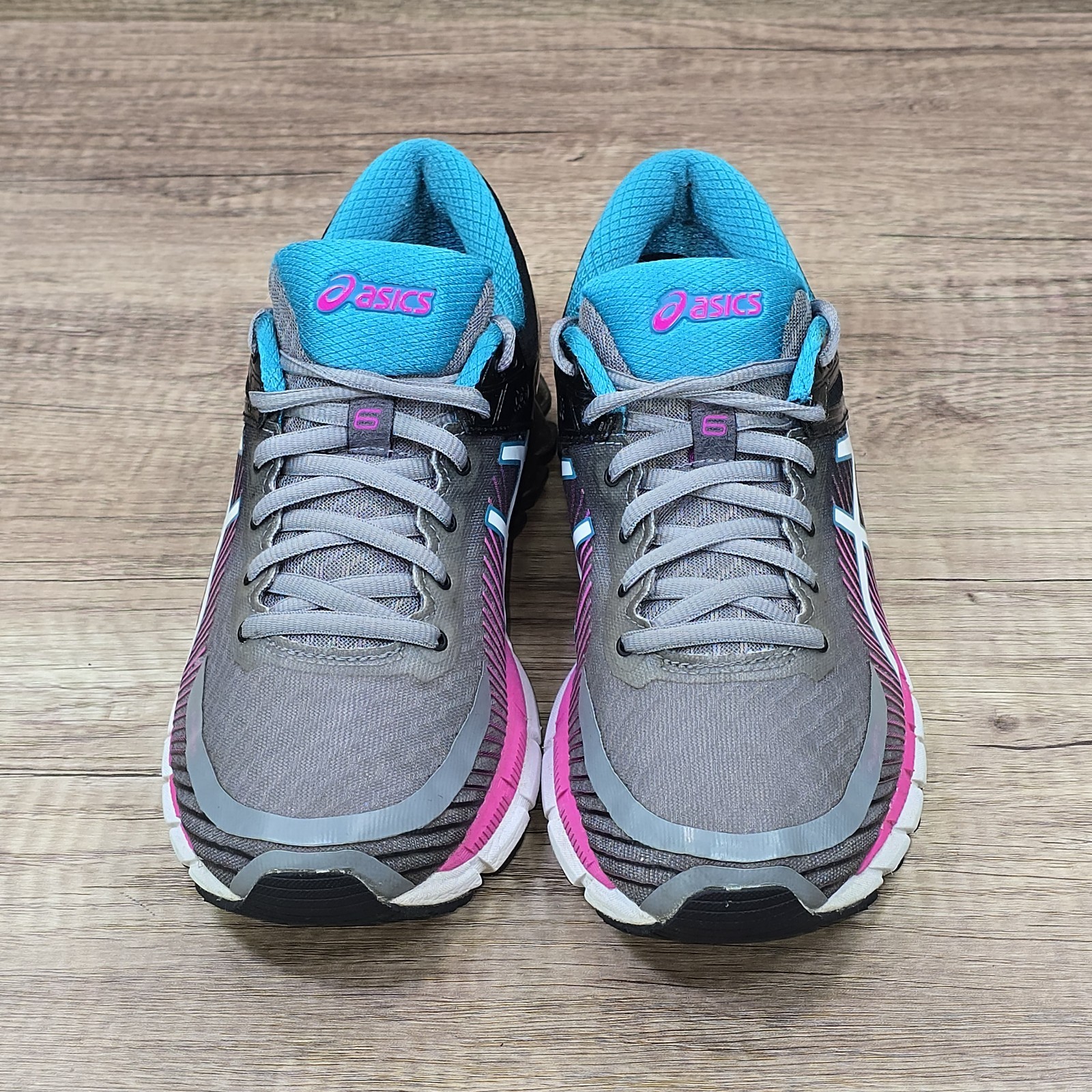 ASICS Gel-Kinsei 6 Women’s Size 7.5 Black Gray Pink Blue Running Shoes (T694N)