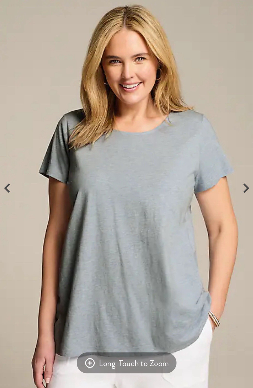 NWT PURE JILL(J JILL) SS SCOOP NECK PIMA ELLIPTICAL TEE-LARGE-LIGHT BLUE HEATHER