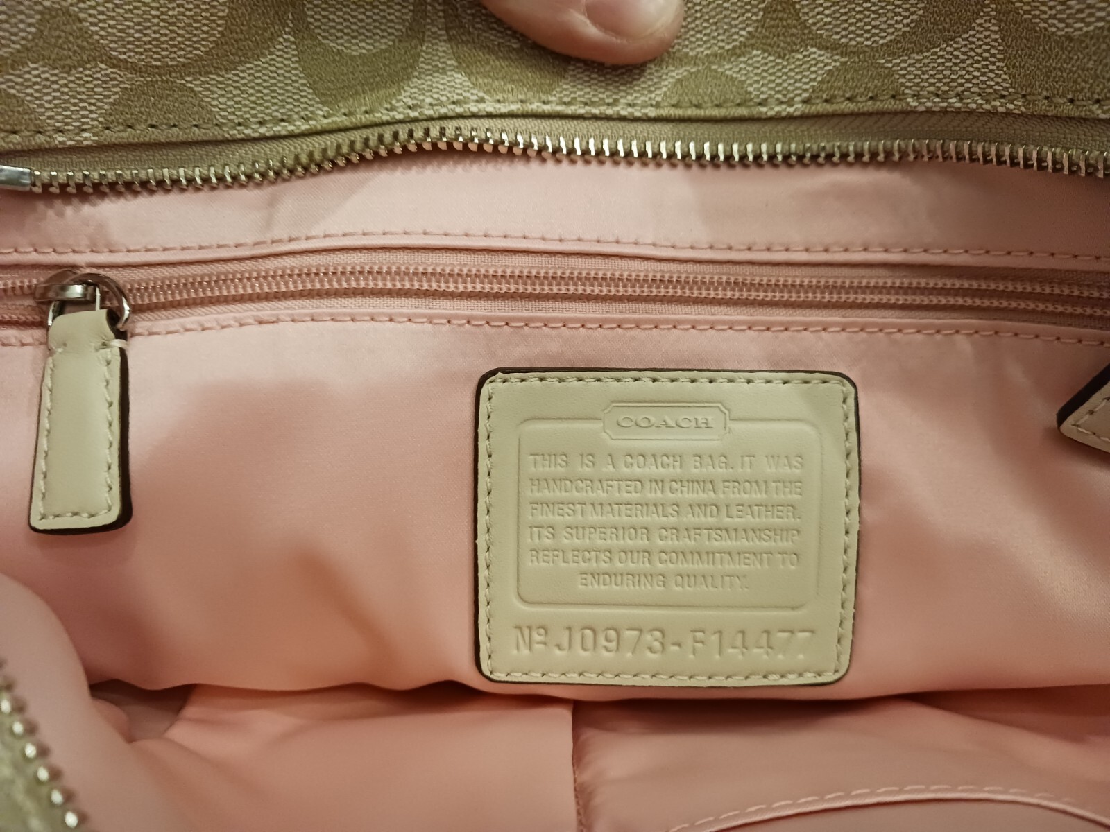 Coach Leather Signature Heritage Pink/Beige #F14477