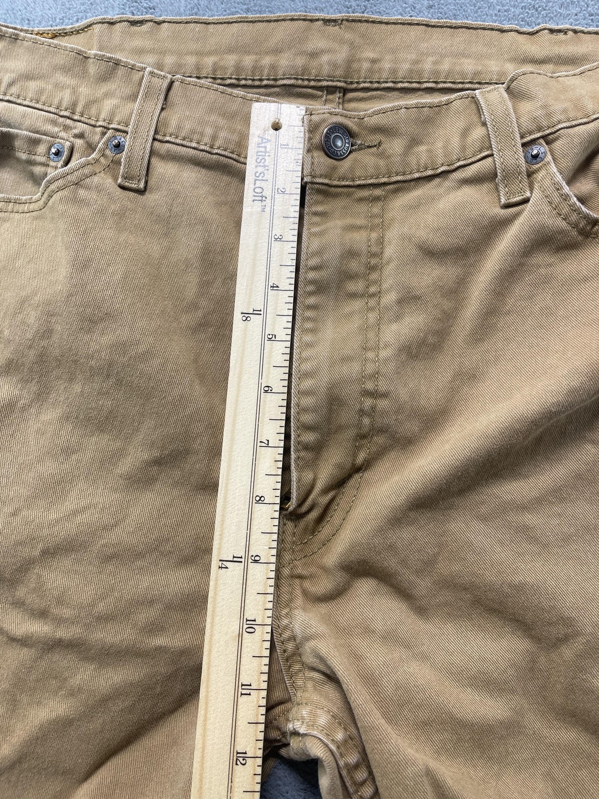 Levis 513 Jeans Mens 38×32 Brown Khaki Slim Straight Stretch Denim Casual