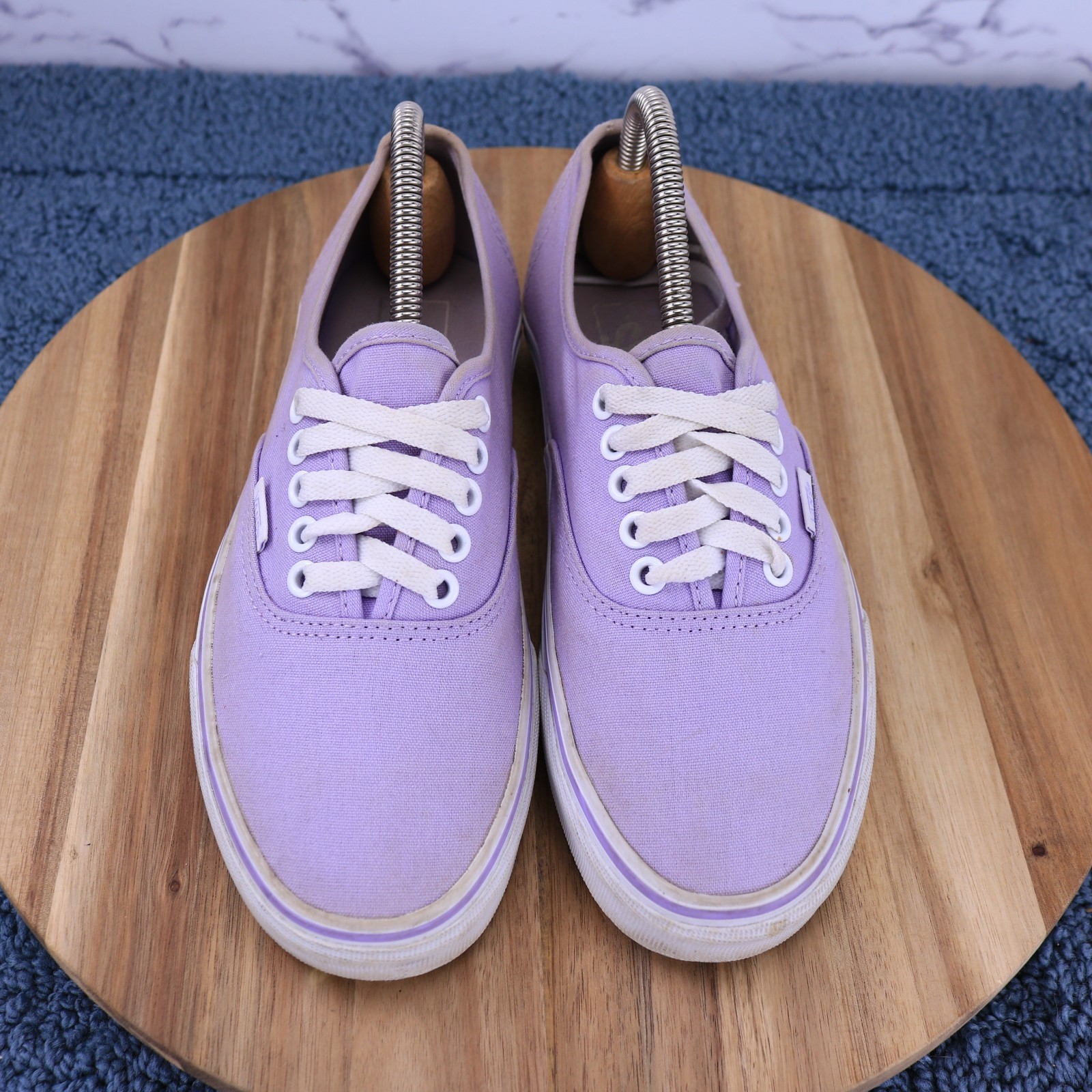 Vans Authentic Lavender White Canvas Low Top Skate Shoes Size Men 6.5 / Women 8