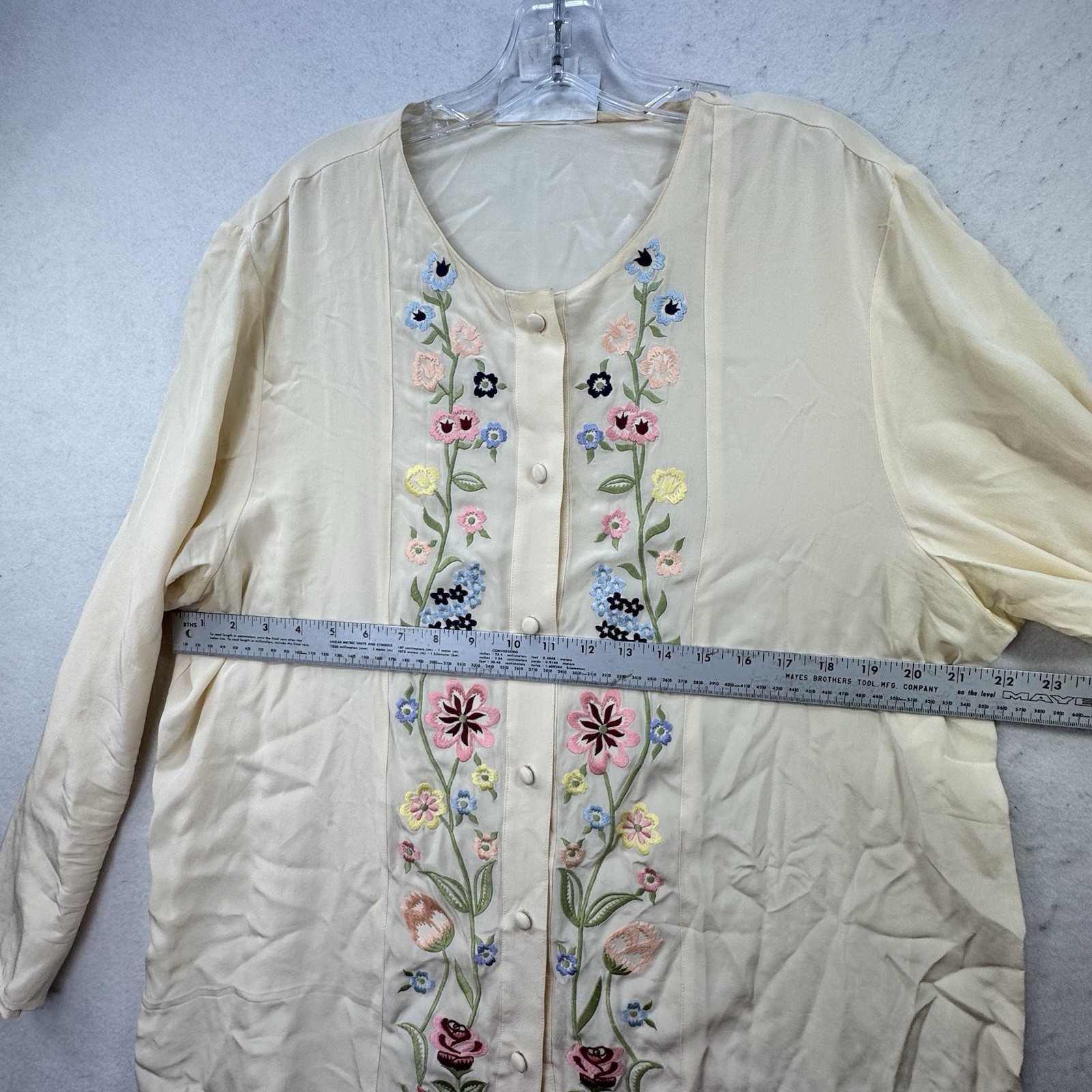 Vintage 100% Silk Diane Von Furstenburg Embroidered Tunic Top Size XL Grandma