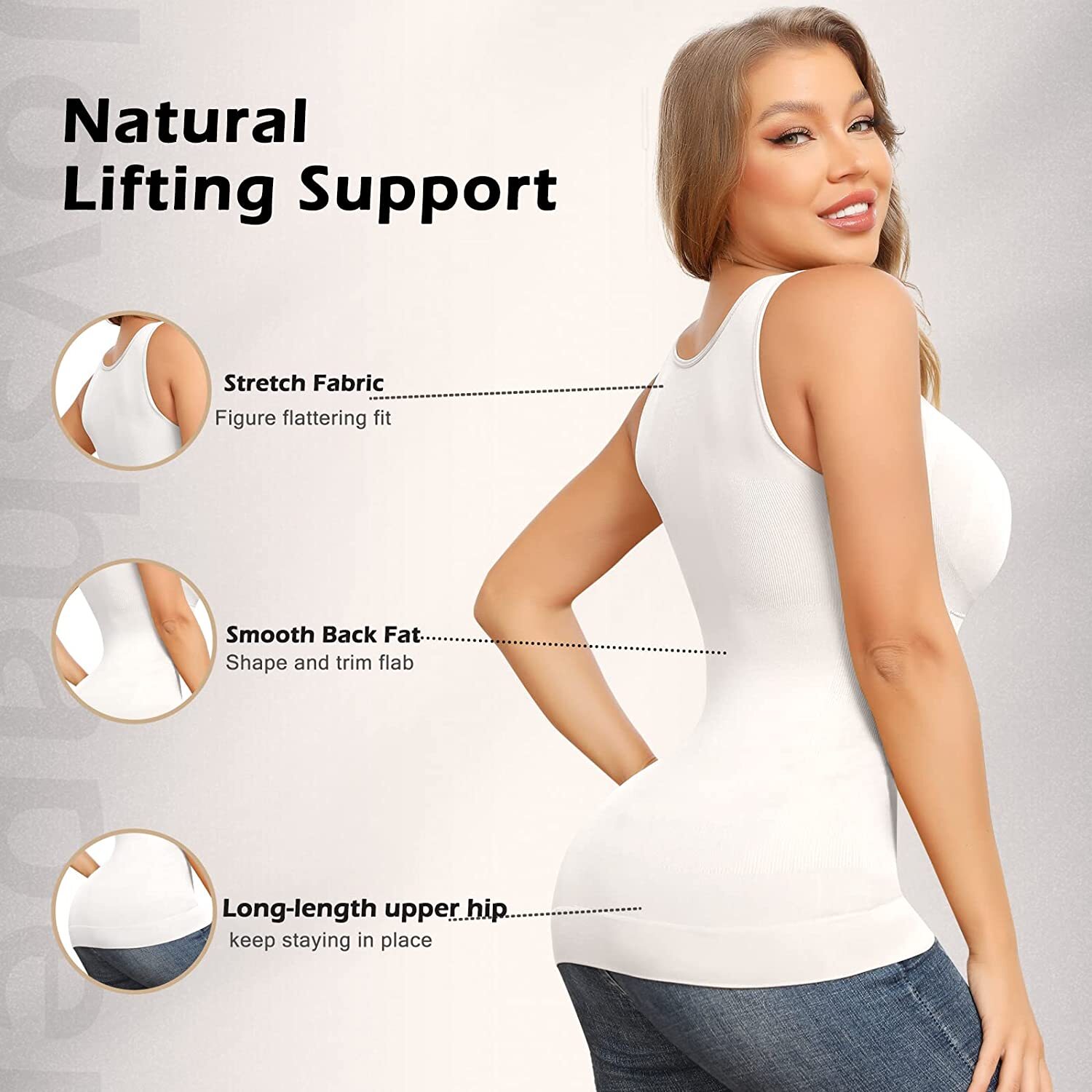 Women Shapewear Camisoles With Built in Bra Tummy Control Tank Tops Body Shaper