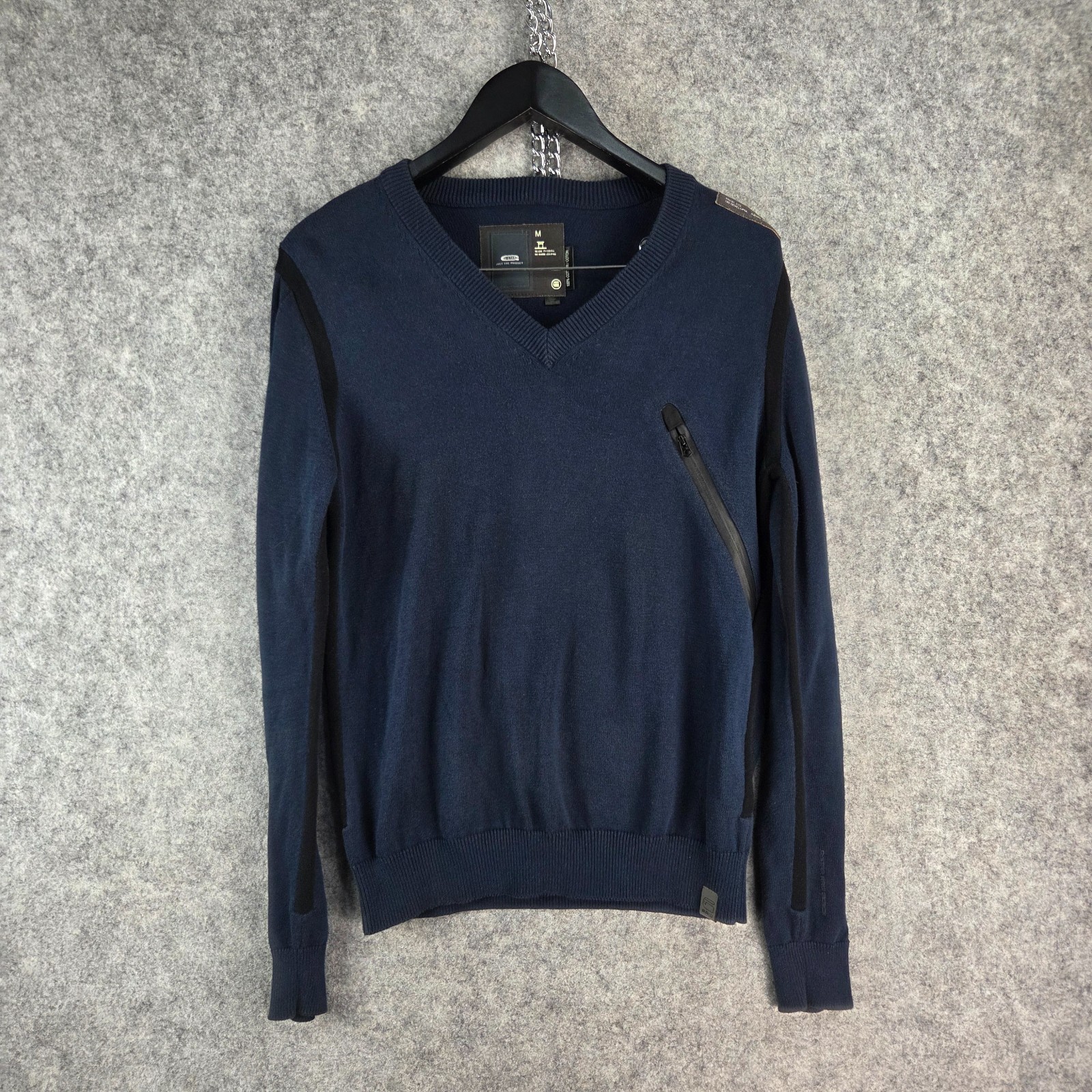 G-Star Raw Jumper Womens Small Blue Pullover V Neck 15742