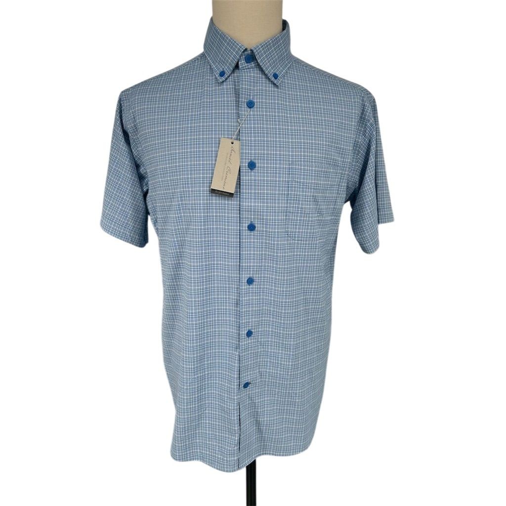 NEW Daniel Cremieux Men’s LARGE Blue Plaid Performance Dress Shirt